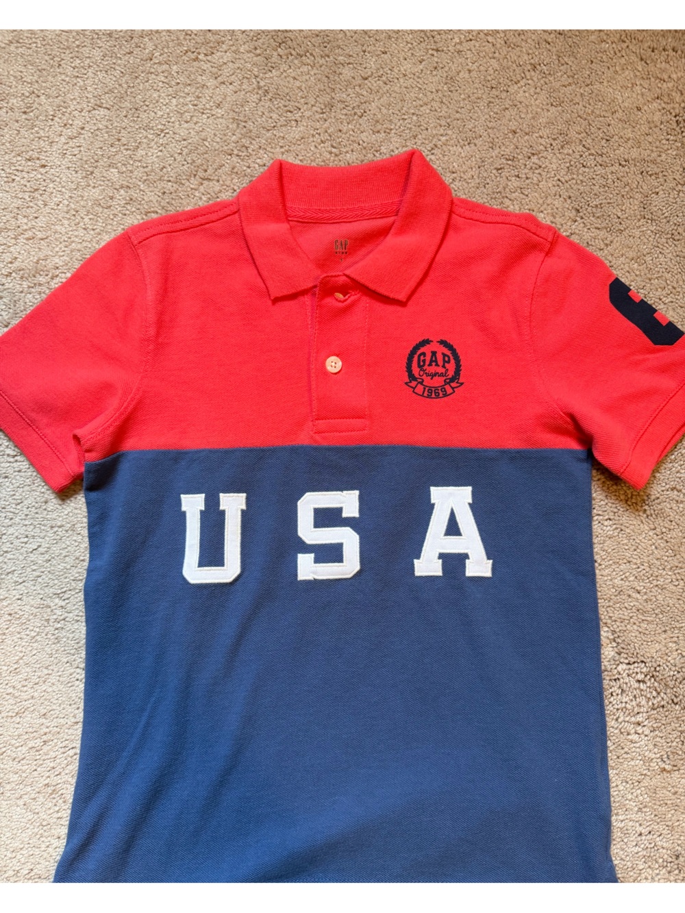 GAP Red and Navy USA Polo Shirt